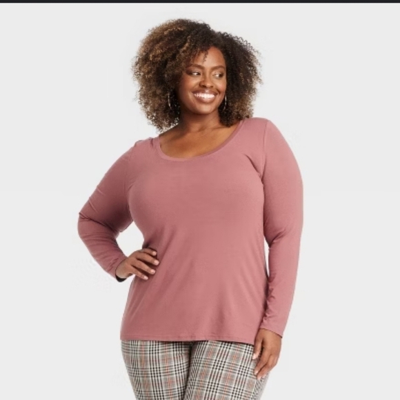 NWT - Ava & Viv Rose Color Plus Size Long Sleeve Top - Size 4X - Picture 1 of 14
